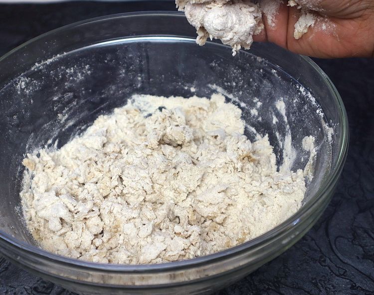 Step 1.2: Add water and knead the dough