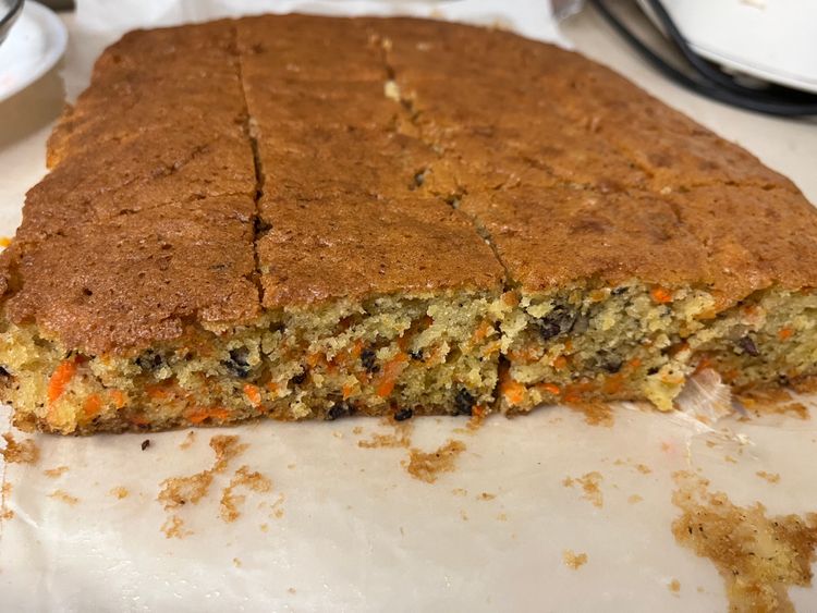Step 3.4: Let the cake cool in the pan before slicing