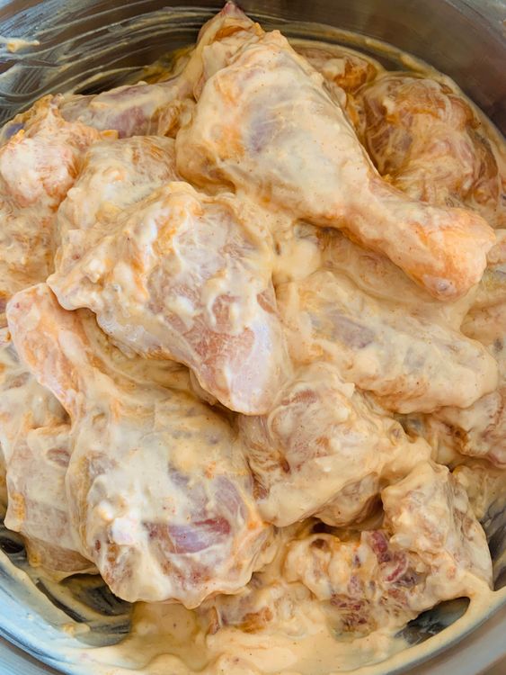 Step 2.1: Add curd to the marinated chicken