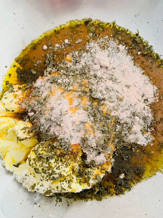 Step 2.1: Add the cooled gram flour paste, [hung curd](https://www