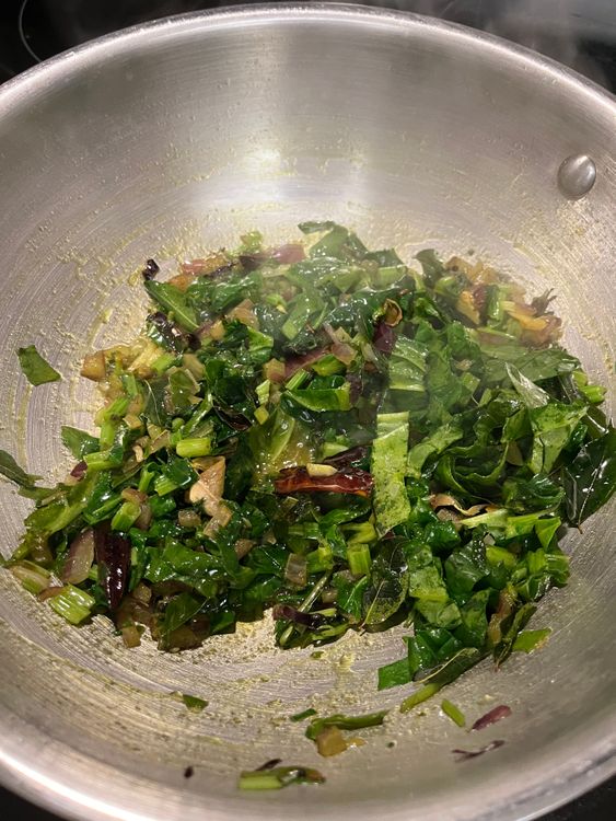 Step 4.1: Add the chopped spinach and sauté for a few minutes until it starts to wilt