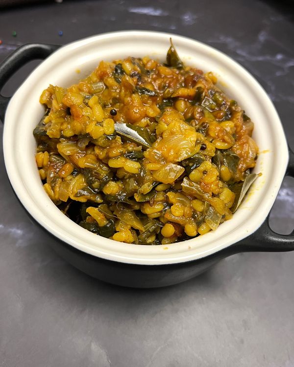 Spinach andMoongdal Curry (Palakura Pesarapappu Kura) recipe