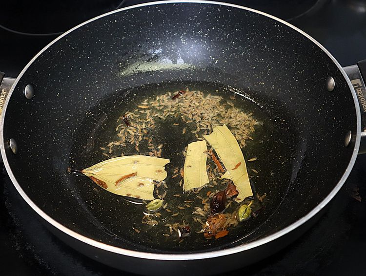 Step 2.1: Sauté on low flame until the spices turn aromatic