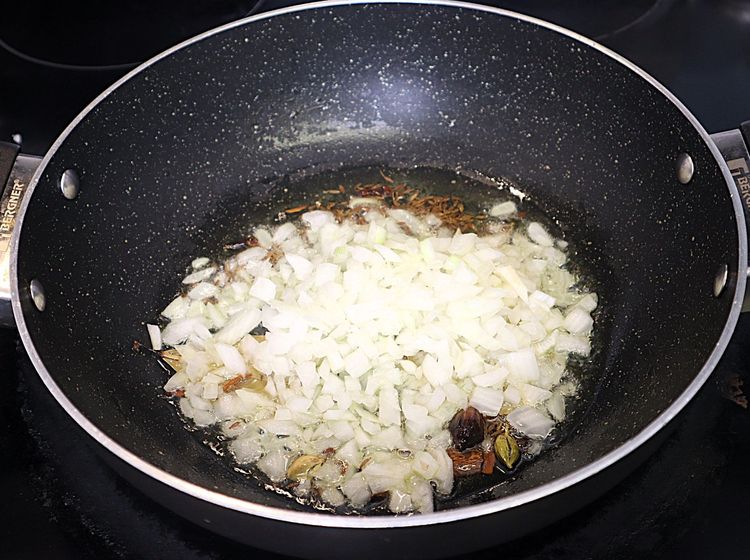 Step 2.2: Add onion and ginger garlic paste