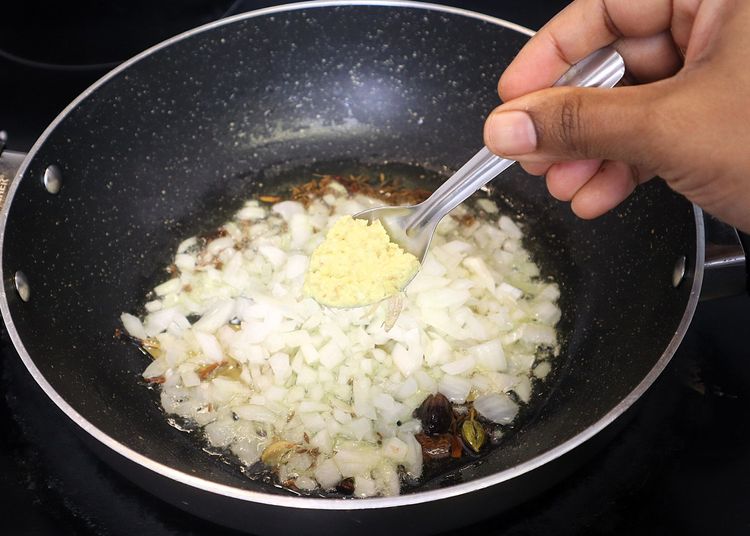Step 2.3: Add onion and ginger garlic paste