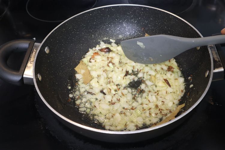Step 2.6: Add onion and ginger garlic paste