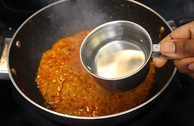 Step 2.1: Add water and mix well, adjusting the consistency as required