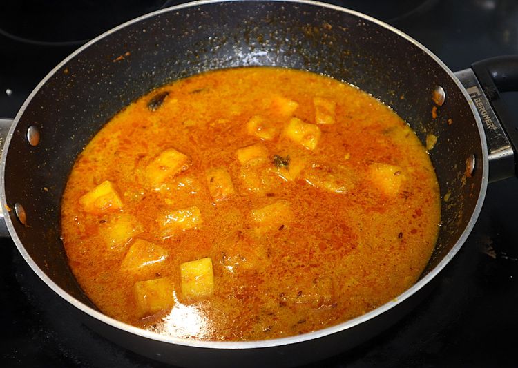 Step 2.3: Add cooked paneer and mix well
