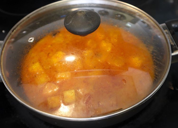 Step 2.4: Add cooked paneer and mix well