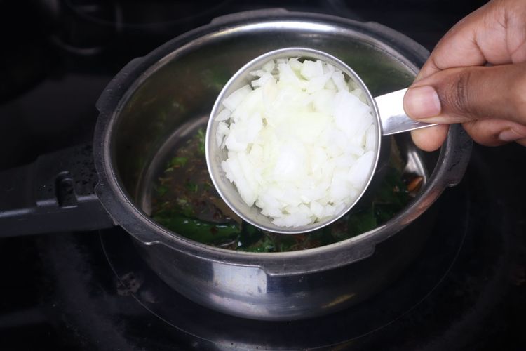 Step 1.1: Add chopped onions and sauté until they become soft
