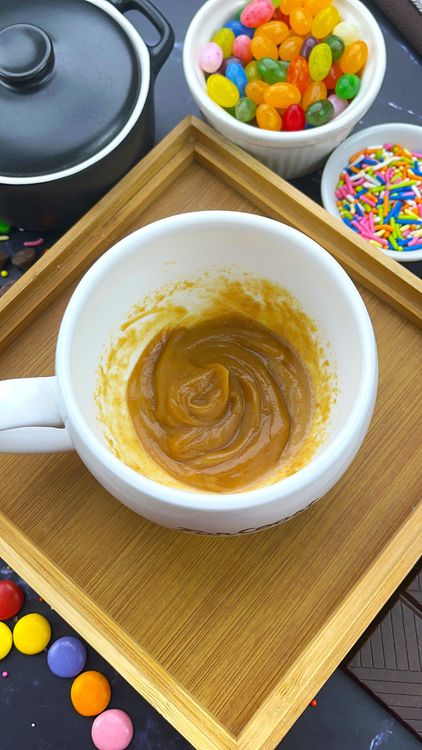 Step 1.1: In a microwave-safe mug, mix peanut butter with milk
