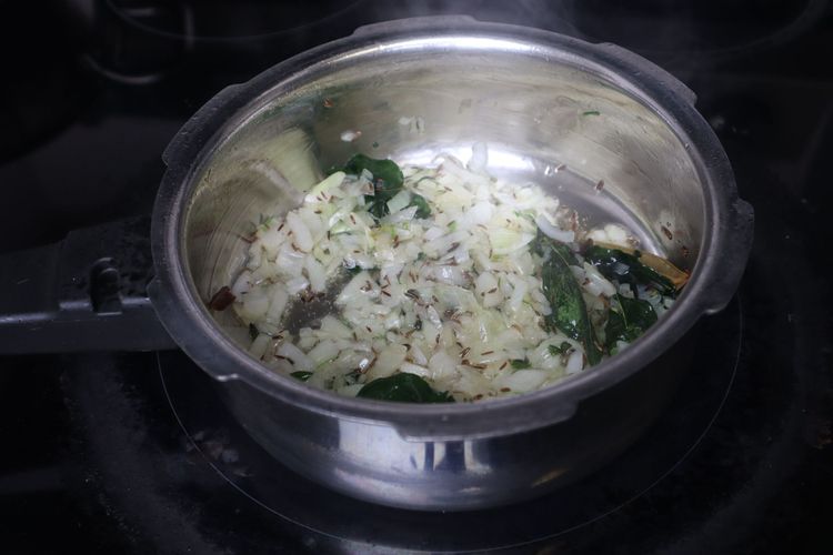 Step 1.4: Add chopped onions and sauté until they become soft
