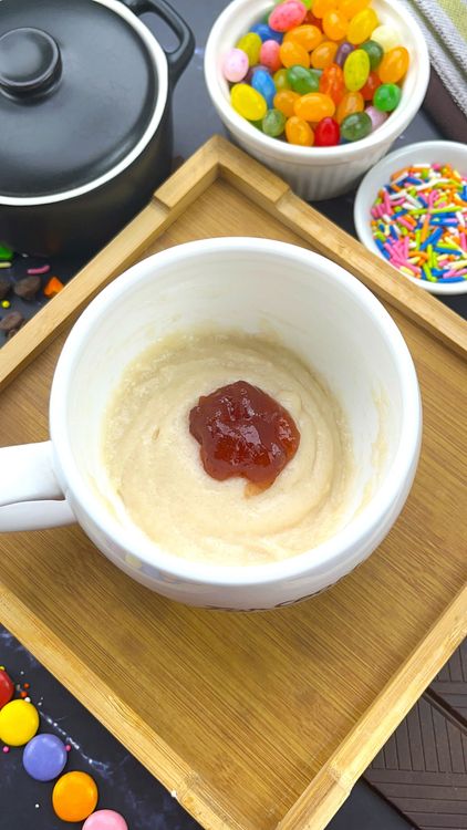 Step 1.1: Spoon 1 tsp of strawberry jam into the center