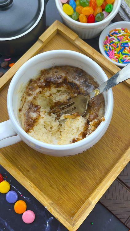 Step 5.2: Mix powdered sugar with milk to make a quick glaze, then drizzle it over the mug cake if desired