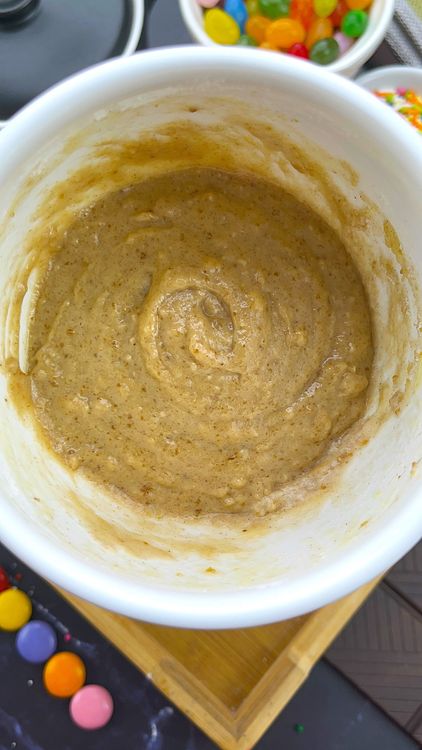Step 2.1: Pour batter into a microwave-safe mug and smooth the top