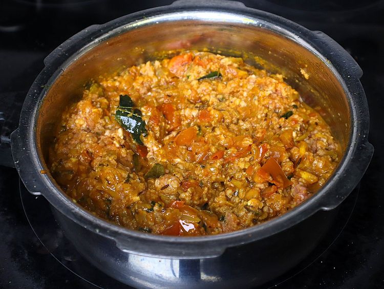 Step 1.3: Add washed and drained keema and roast for a few minutes on medium to low flame