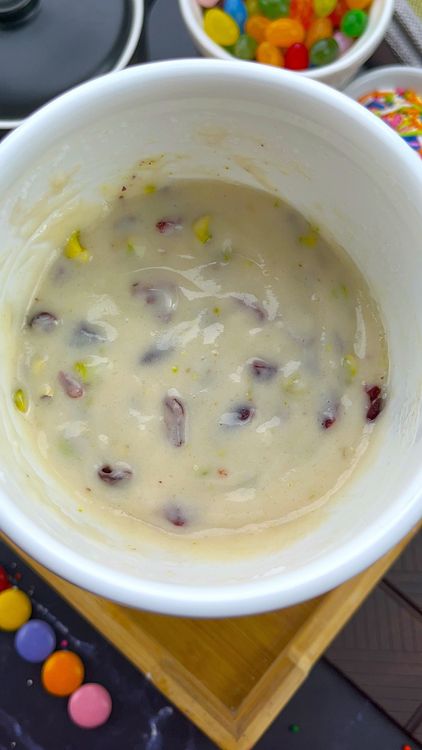 Step 1.1: Fold in the dried cranberries and chopped pistachios