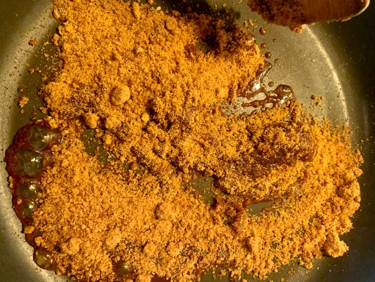 Step 1.1: Add jaggery powder and sesame seeds (if using)