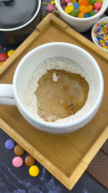 Step 2.1: Add brewed coffee, milk, oil (or butter), and vanilla extract