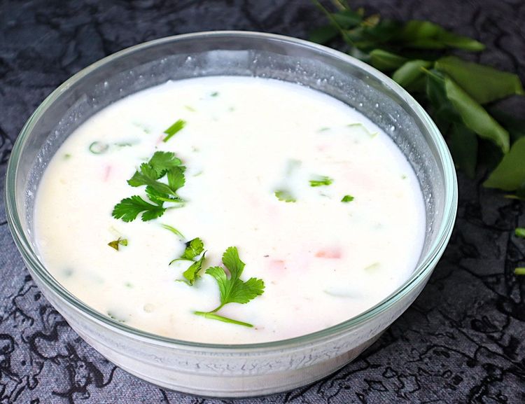 Step 1.1: Serve the easy **Onion tomato raita** with pulao, bagar rice, or any meal combo