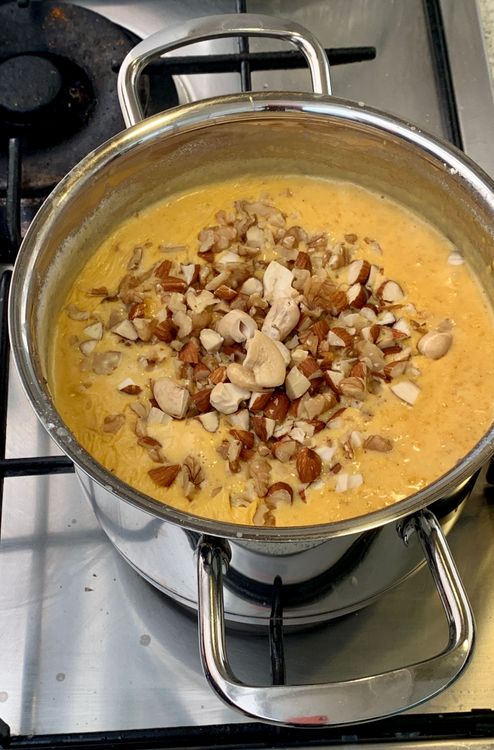 Step 1.1: Stir in the chopped nuts and mix gently for a minute