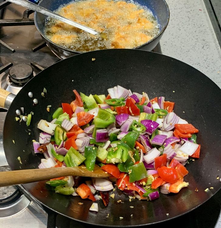 Step 3.1: Stir-fry the vegetables until they are slightly tender but still crispy