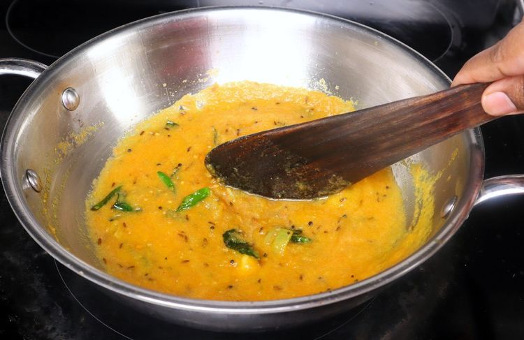Step 2.5: Add turmeric powder to the kadai and sauté