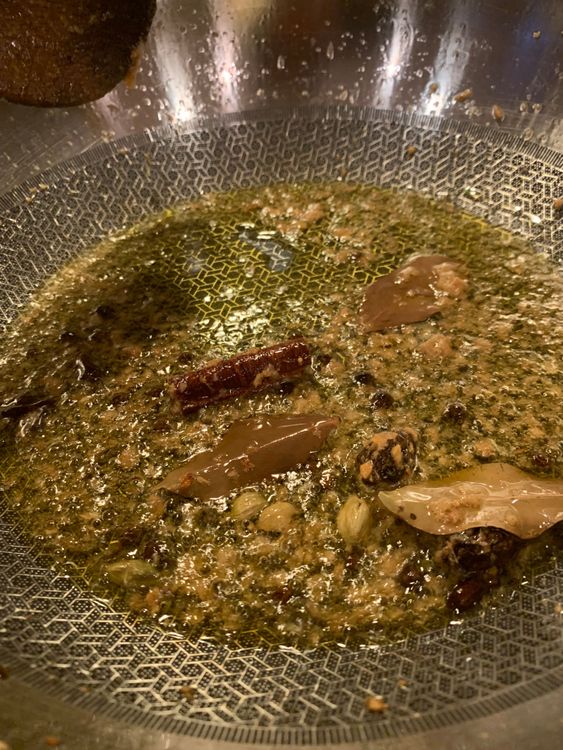 Step 2.1: Add ginger -garlic paste and stir for a few seconds