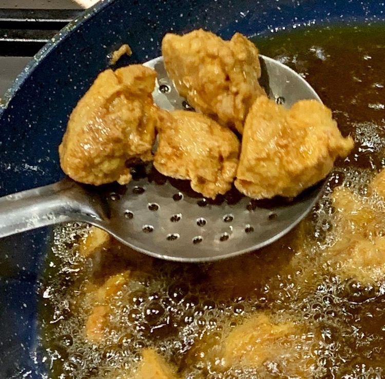 Step 3.1: Fry the chicken until it turns golden brown and cooked through