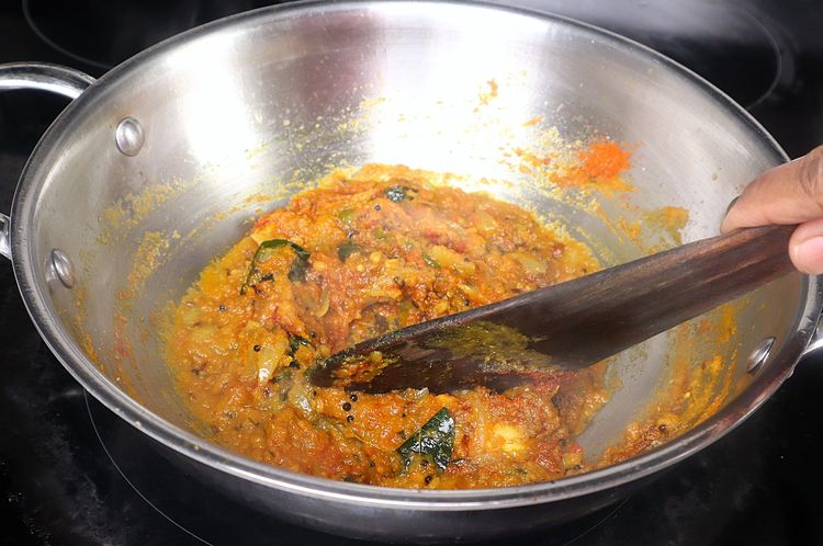 Step 2.6: Add red chili powder, salt, and coriander powder