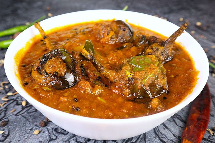  Green Brinjal Curry recipe (Eggplant curry) | Andhra Style Brinjal Curry for Rice recipe