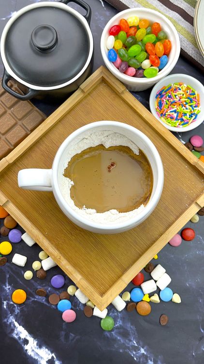 Step 2.1: Pour in brewed coffee, milk, oil, and vanilla extract