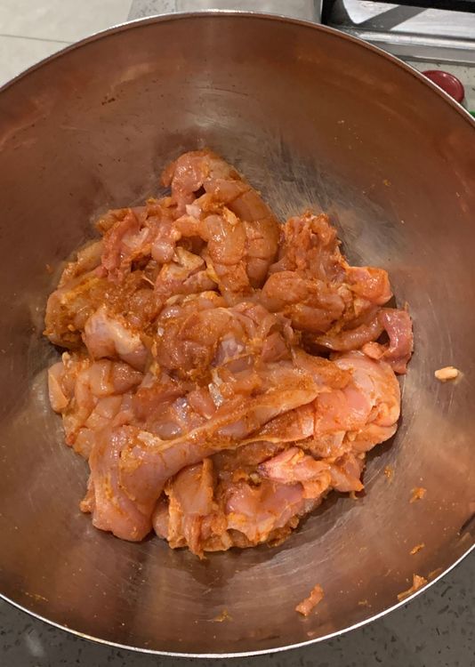 Step 1.1: Mix the ingredients well, cover the bowl, and let the chicken fillets marinate for at least half an hour