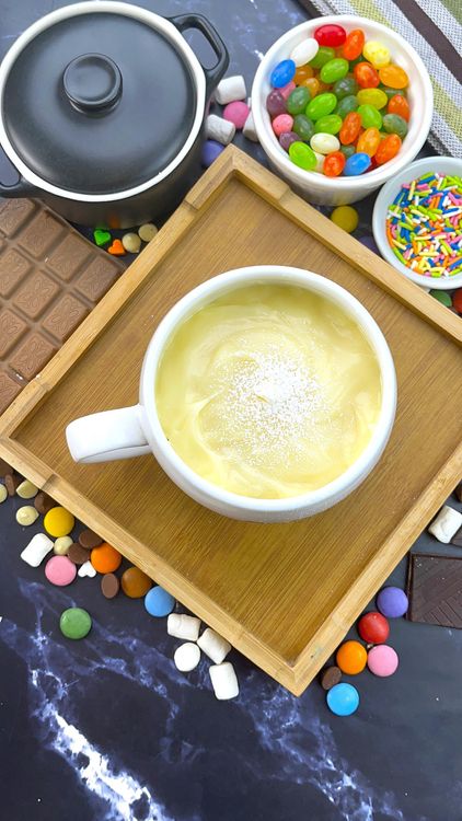 Step 2.1: Spread or pipe frosting over the cooled mug cake