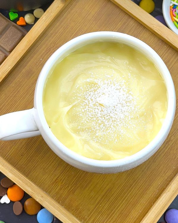 1-Minute Eggless Butter Mug Cake (with Cream Cheese Frosting) recipe