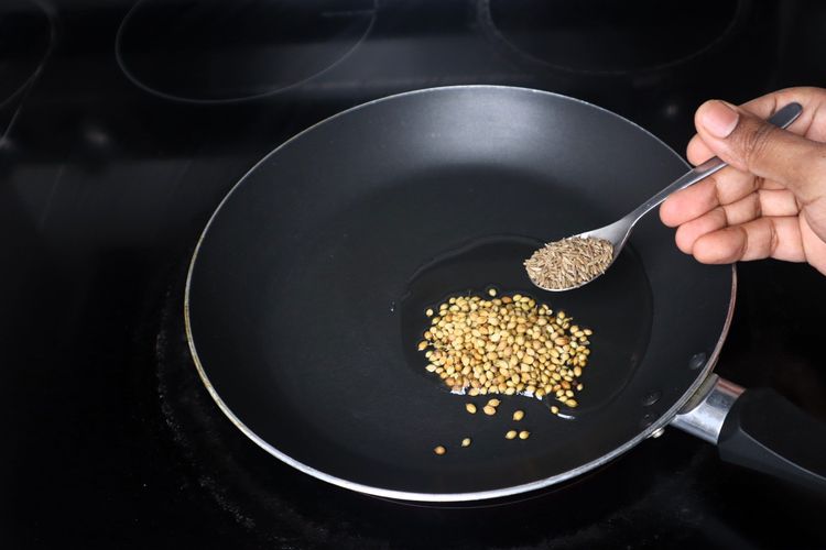 Step 1.3: Heat a pan and add 1 tbsp oil