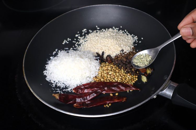 Step 1.11: Heat a pan and add 1 tbsp oil