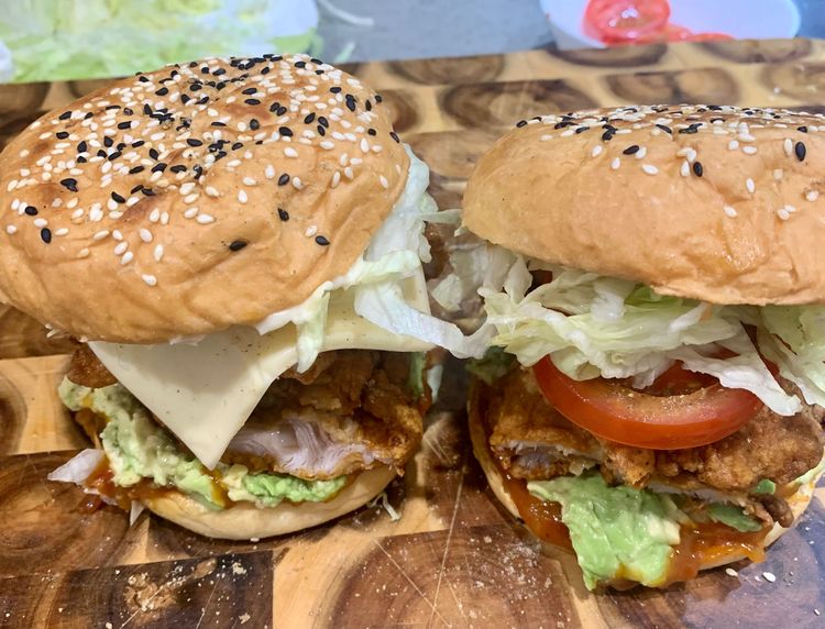Step 4.1: Serve the chicken burgers with a side of potato fries and a cold drink!