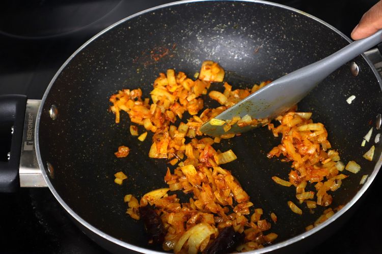 Step 2.3: Add turmeric powder and red chilli powder