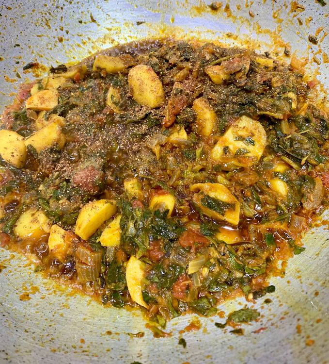 Step 1.1: Add the pomegranate powder and garam masala