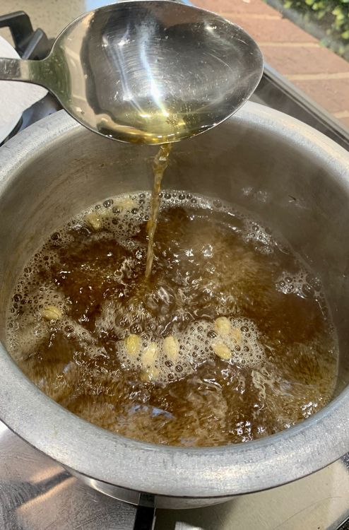 Step 1.1: Boil the syrup over high heat for 15 minutes until it turns sticky