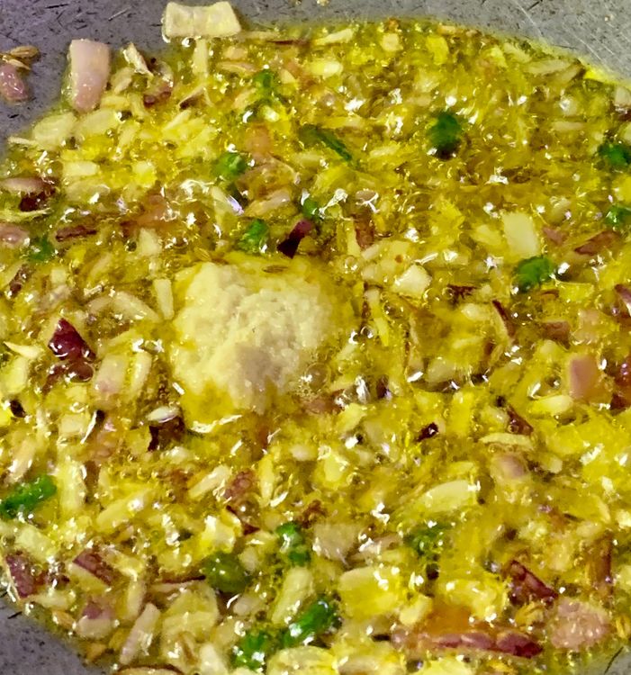 Step 2.1: Stir in the ginger garlic paste and cook until slightly golden, about 2-3 minutes, and the oil starts to ooze out