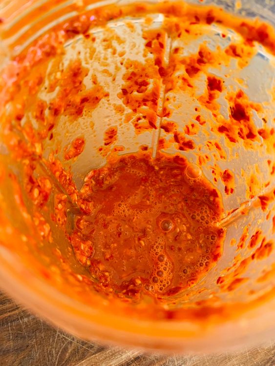 Step 1.1: Once softened, blend the chillies into a smooth paste