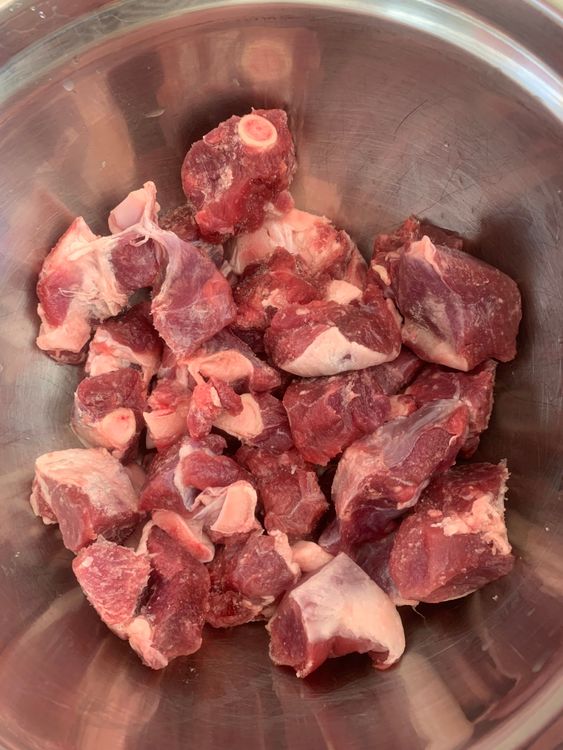 Step 1.1: Wash the mutton pieces thoroughly and pat dry