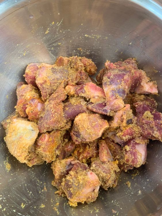 Step 1.1: Cover and marinate the mutton for at least one hour to allow the flavors to infuse