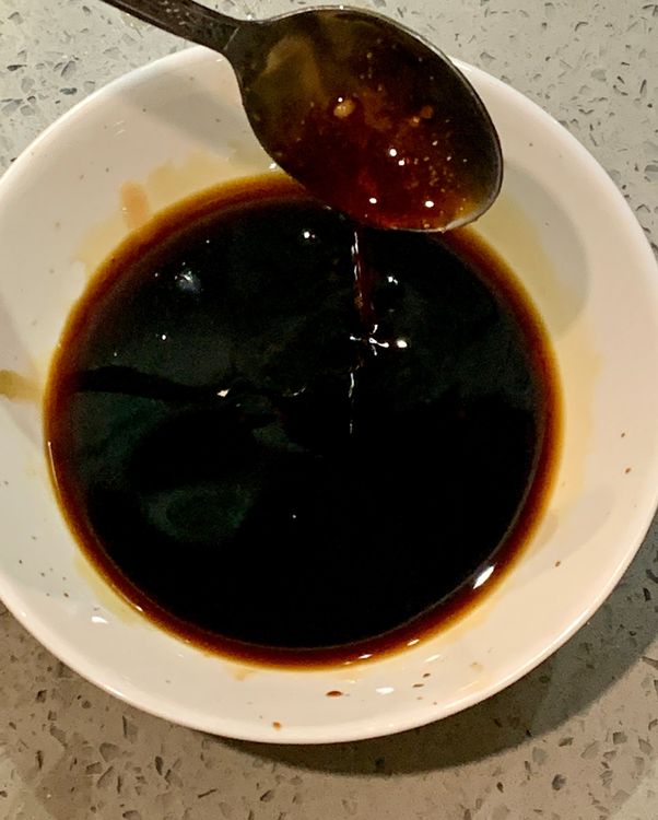Step 1.1: Mix soy sauce, vinegar, sugar, sweet chilli sauce and water in a bowl
