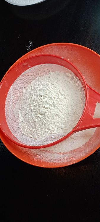 Step 1.1: Sift flour and baking powder once or twice
