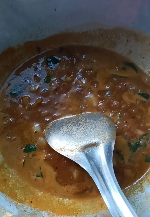 Step 1.1: Cook the mixture until it thickens and the raw smell of tamarind disappears
