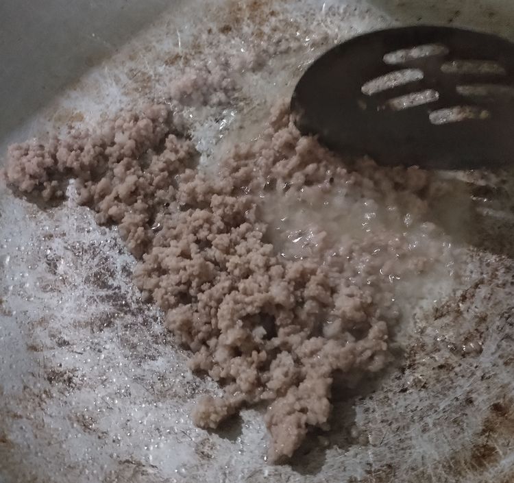 Step 1.1: Sear pork until brown and oil is extracted