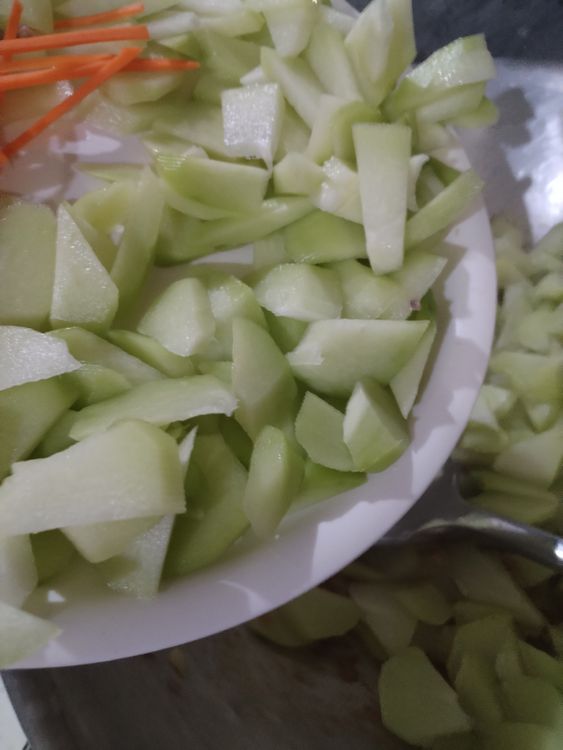 Step 1.1: Add chayote and sauté for 2 to 3 minutes